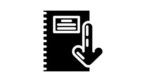 Notepad download file glyph icon animation Stock Footage 326742577
