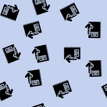 Notepad download file glyph vector seamless pattern Stock Illustration