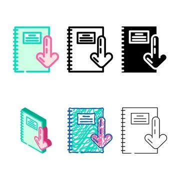 Notepad download file stylized color icon vector Иллюстрация