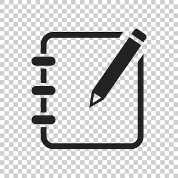 Notepad edit document with pencil icon. Vector illustration on isolated trans Illustrazione stock