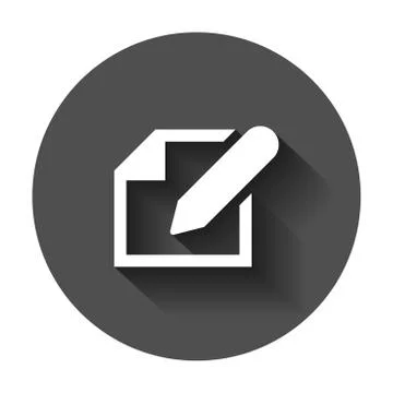 Notepad edit document with pencil icon. Vector illustration with long shadow. 스톡 일러스트