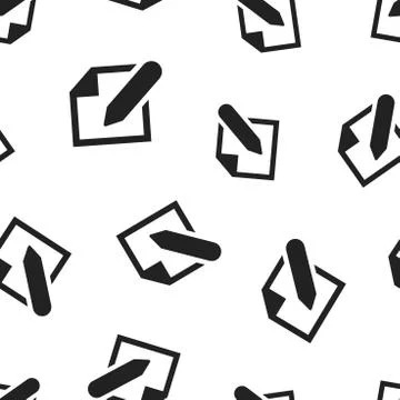 Notepad edit document with pencil icon seamless pattern background. Business  Stock Illustration