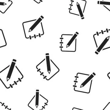 Notepad edit document with pencil icon seamless pattern background. Business  Illustrazione stock