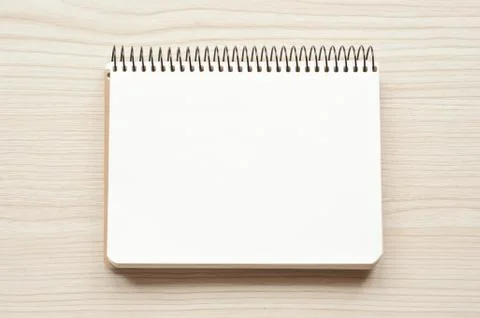 Notepad with empty blank page. Notebook top view. Stock-Fotos