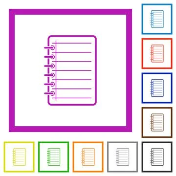 Notepad flat framed icons 스톡 일러스트