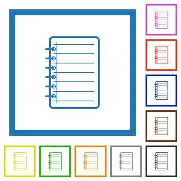 Notepad flat framed icons 库存插图
