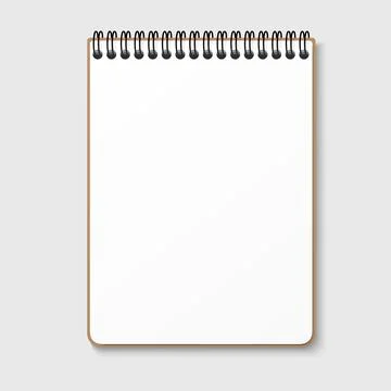 Notepad with a horizontal spring spiral. Notebook with a blank white sheet. I Stock Illustration