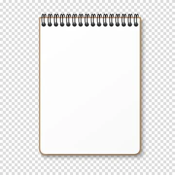 Notepad with a horizontal spring spiral. Notebook with a blank white sheet. V Stock Illustration