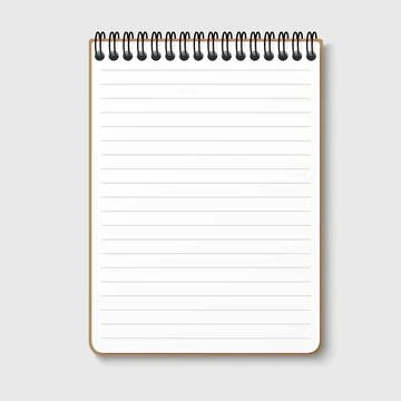Notepad with a horizontal spring spiral. Notebook with a white lined sheet. I Stock Illustration
