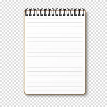 Notepad with a horizontal spring spiral. Notebook with lined white sheet. Vec Stock Illustration