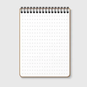 Notepad with a horizontal spring spiral. Notebook with a white dotted sheet.  Stock Illustration