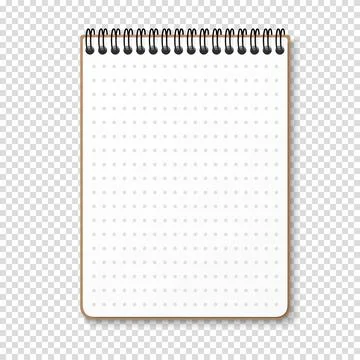 Notepad with a horizontal spring spiral. Notebook with dotted white sheet. Ve Stock Illustration