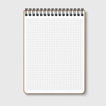 Notepad with a horizontal spring spiral. Notebook with checkered sheet. Isola Stock Illustration