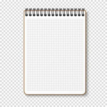 Notepad with a horizontal spring spiral. Notebook with checkered sheet. Vecto Stock Illustration
