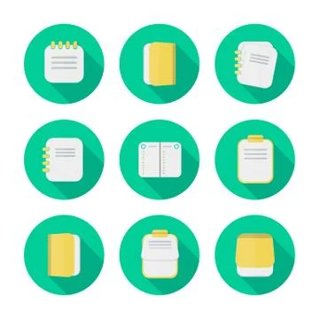 Notepad icon in a flat design with long shadow isolated Stock Illustration