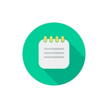 Notepad icon in a flat design with long shadow isolated Stock Illustration