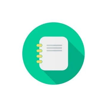 Notepad icon in a flat design with long shadow isolated Stock Illustration