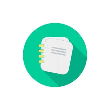 Notepad icon in a flat design with long shadow isolated Stock Illustration
