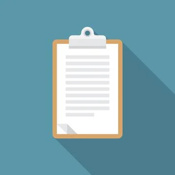 Notepad icon with long shadow. Flat design style. Stock Illustration