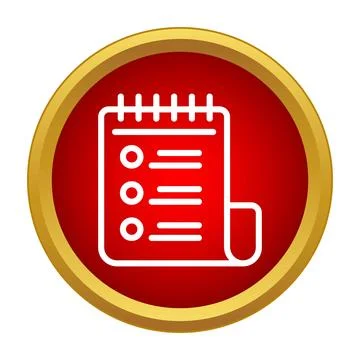 Notepad icon representing task list and planning in red circle Stock Illustration