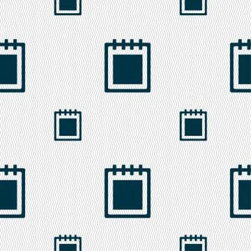 Notepad icon sign. Seamless pattern with geometric texture. Vector Stock Illustration