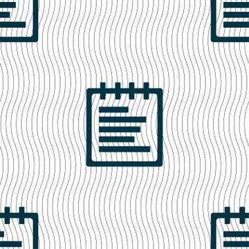 Notepad icon sign. Seamless pattern with geometric texture. Vector Stock Illustration