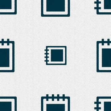Notepad icon sign. Seamless pattern with geometric texture. Vector Stock Illustration