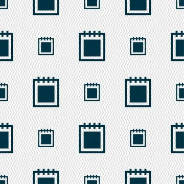 Notepad icon sign. Seamless pattern with geometric texture. Vector Illustrazione stock