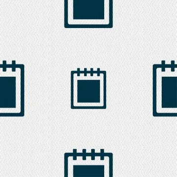 Notepad icon sign. Seamless pattern with geometric texture. Vector Illustrazione stock