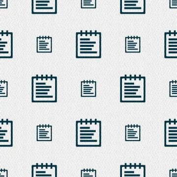 Notepad icon sign. Seamless pattern with geometric texture. Vector Illustrazione stock