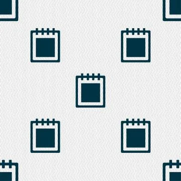 Notepad icon sign. Seamless pattern with geometric texture. Vector Illustrazione stock