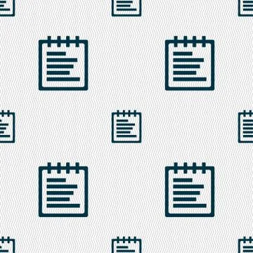 Notepad icon sign. Seamless pattern with geometric texture. Vector Illustrazione stock