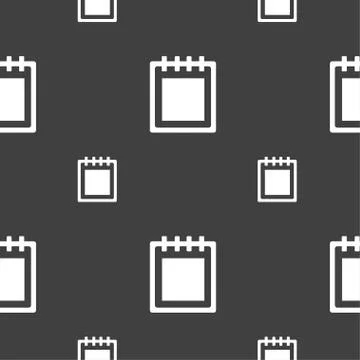 Notepad icon sign. Seamless pattern on a gray background. Vector 스톡 일러스트
