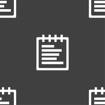 Notepad icon sign. Seamless pattern on a gray background. Vector 스톡 일러스트