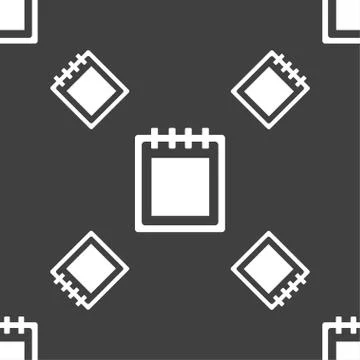 Notepad icon sign. Seamless pattern on a gray background. Vector イラスト素材