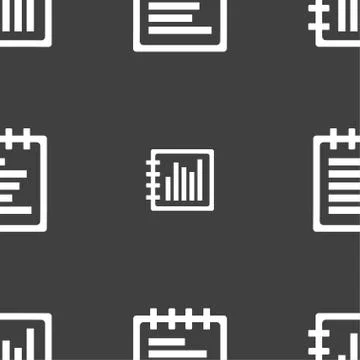 Notepad icon sign. Seamless pattern on a gray background. Vector Stockillustratie