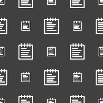 Notepad icon sign. Seamless pattern on a gray background. Vector イラスト素材