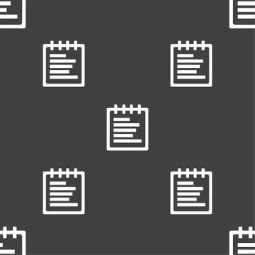 Notepad icon sign. Seamless pattern on a gray background. Vector イラスト素材