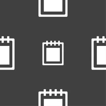 Notepad icon sign. Seamless pattern on a gray background. Vector Illustrazione stock