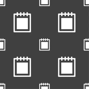 Notepad icon sign. Seamless pattern on a gray background. Vector Illustrazione stock