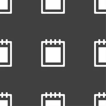Notepad icon sign. Seamless pattern on a gray background. Vector Illustrazione stock