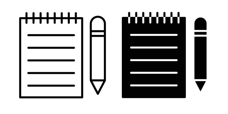 Notepad icon thin line and clipart style vector set Stock Illustration