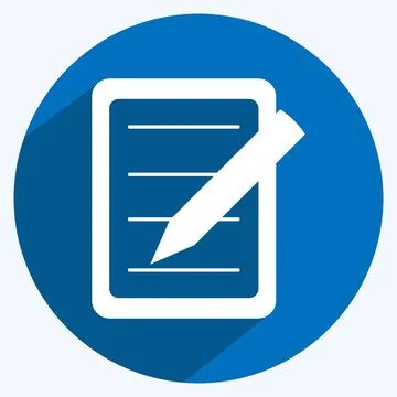 Notepad Icon in trendy long shadow style isolated on soft blue background Stock Illustration