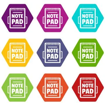 Notepad icons set 9 vector Illustrazione stock