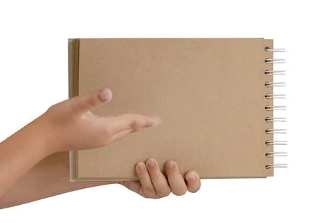 Notepad isolated on white background. Brown notepad made from recycled paper on Foto stock