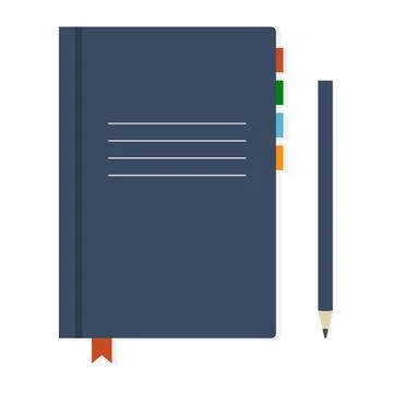 Notepad Journal Notebook with Colorful Tabs and Pencil 스톡 일러스트