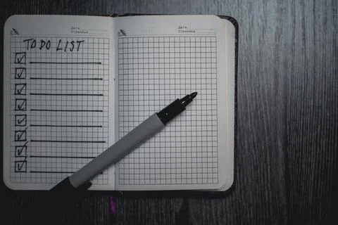 Notepad with a list of cases Foto stock