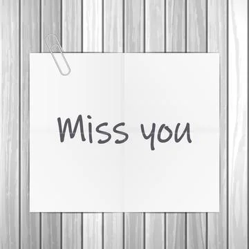 Notepad miss you text Stock Illustration