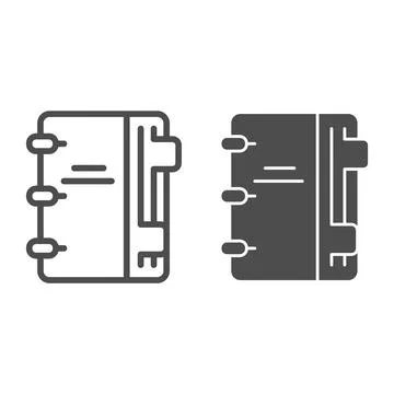 Notepad with notes line and solid icon, education concept, notebook with notes Stock Illustration