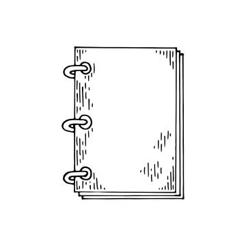 Notepad for notes line art. Student notebook. Hand drawn doodle vector illu.. Stock Illustration